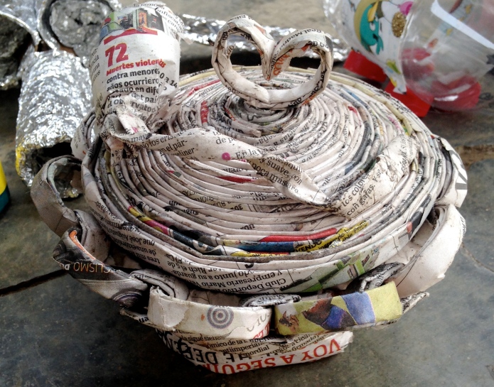Basket made from newspaper